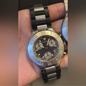 Cartier Two-Tone Black and Silver Chronograph Watch